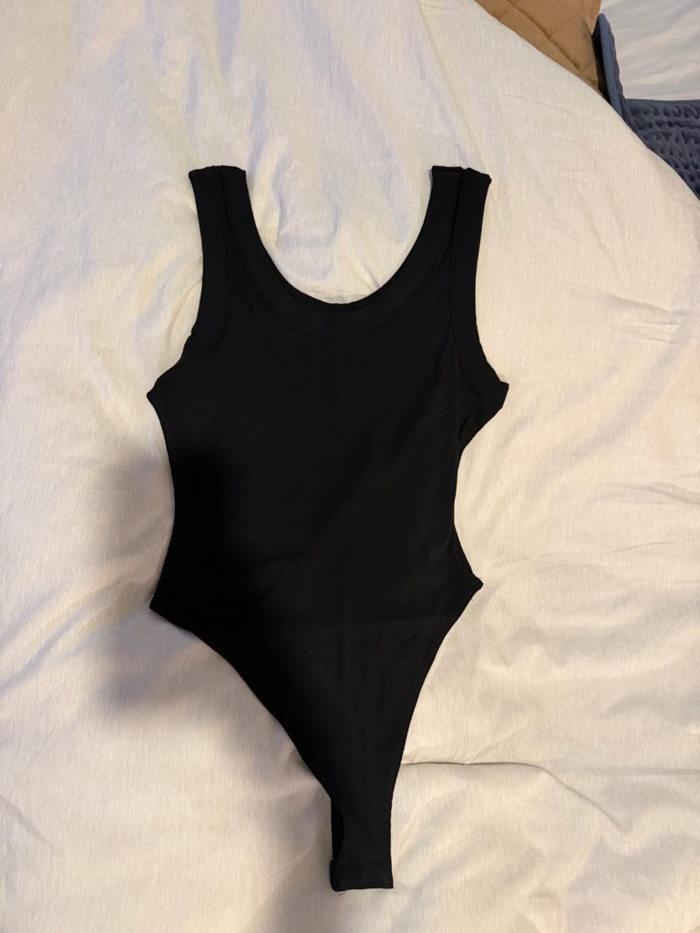Black Ribbed Scoop Neck Women's Bodysuit from shop talulah